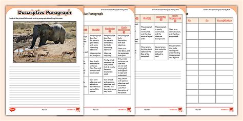 Grade 4: Descriptive Paragraph Activity Sheet (teacher made)