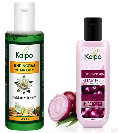 Buy Bhiringraj Hair Oil and Onion-Biotin Shampoo with conditioner (Pack ...