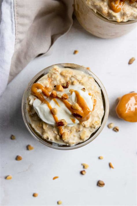 Peanut Butter Greek Yogurt Overnight Oats | Lemons & Zest