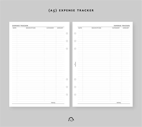 A5 Size Expense Tracker Printable Inserts | Thinkthankay