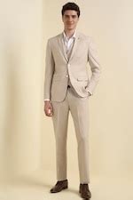 Buy Men Beige Slim Fit Textured Formal Three Piece Suit Online ...