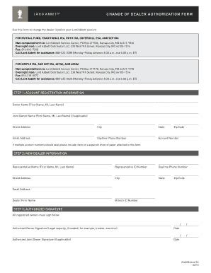 Fillable Online change of dealer authorization form - Lord Abbett Fax ...