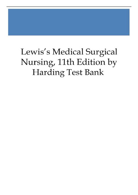 Lewis Medical-Surgical Nursing Test Bank | 12th Edition Harding, Kwong ...