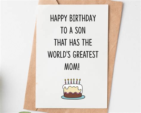Happy Birthday Card for Son From Mom, Son Funny Birthday Card, Son ...