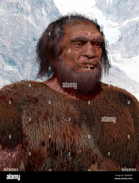 Prehistoric modern human, illustration. During the course of human evolution, modern humans ...