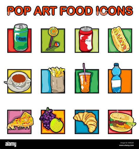 pop art food icons Stock Photo - Alamy