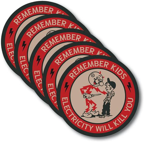 Amazon.com: 8 Pack Remember Kids Electricity Will Kill You Stickers 3 Inch Kilowatt Electricity ...