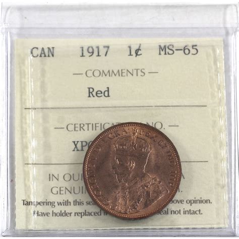 1-cent 1917 ICCS Certified MS-65 RED
