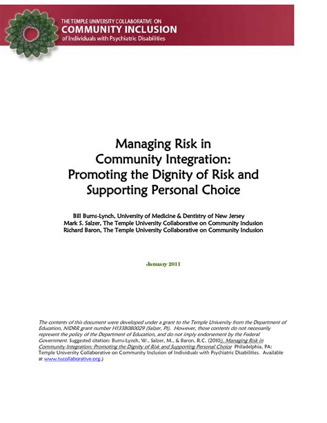 SOLUTION: Managing risk in community integration promoting the dignity ...