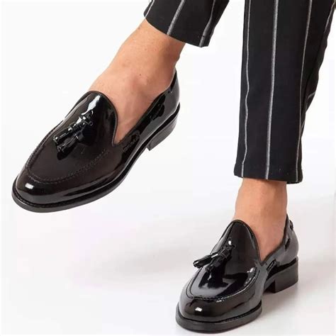Shiny Black Loafers Leather Men's Shoes Black Loafers - Etsy