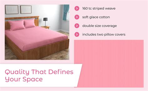 Homefab India 160 TC Stripe Glace Cotton Double BedSheet