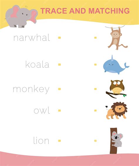 Premium Vector | Trace and matching words with images. educational ...