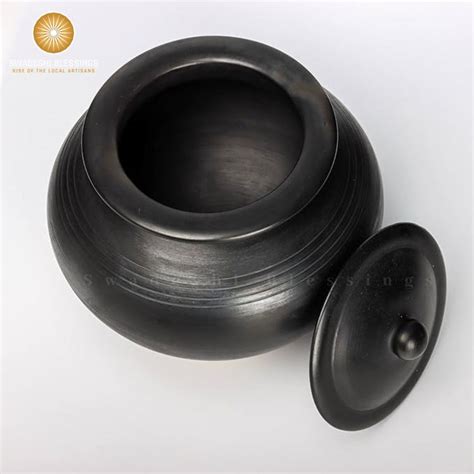 Swadeshi Blessings Unglazed Black Clay Handi/Clay Pot for Cooking & Se