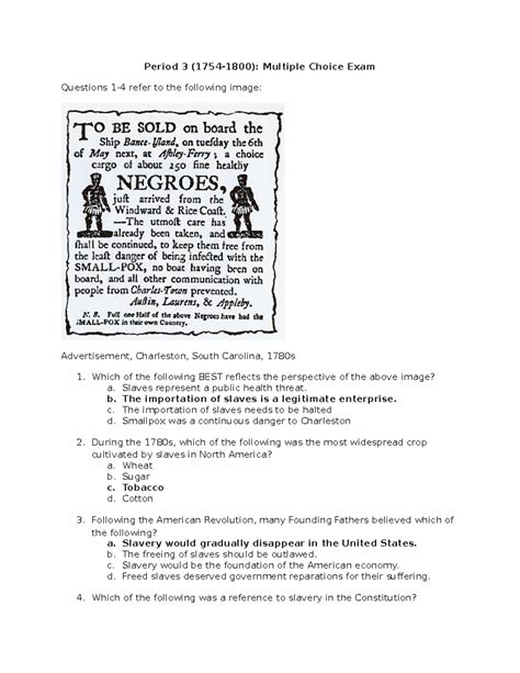 APUSH Unit 3 Test: Exam Questions & Key Concepts (1754-1800) - Studocu