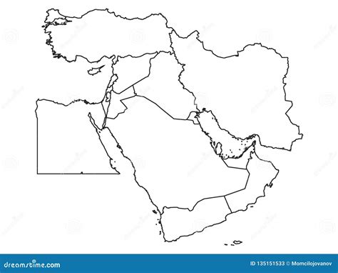 Middle East Map Black And White