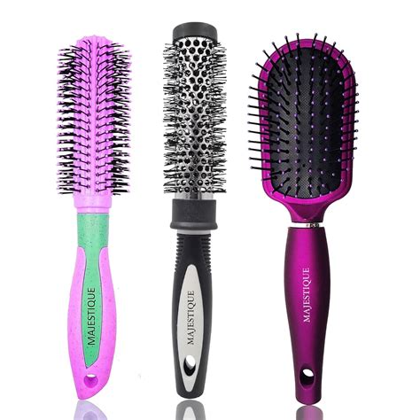Buy Majestique Professional Detangler Brush, Slim Hot Curling Round ...