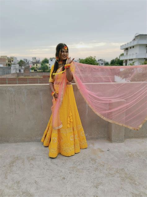 Yellow color Designer Embroidery & Mirror work Lehenga choli for Haldi ...