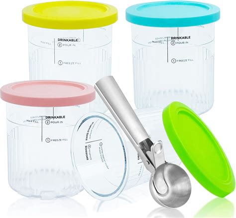 Amazon.com: CUTIECLUB 4 Ice Cream Pint Containers 24oz and Lids for ...