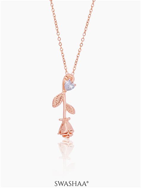 Buy Solitaire Rose Rosegold Plated Necklace - Women's Chain Pendants ...