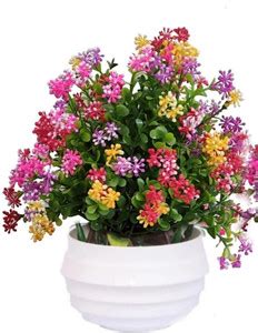zonezer Set of 1 fancy artificial flowers plant for home temple ...