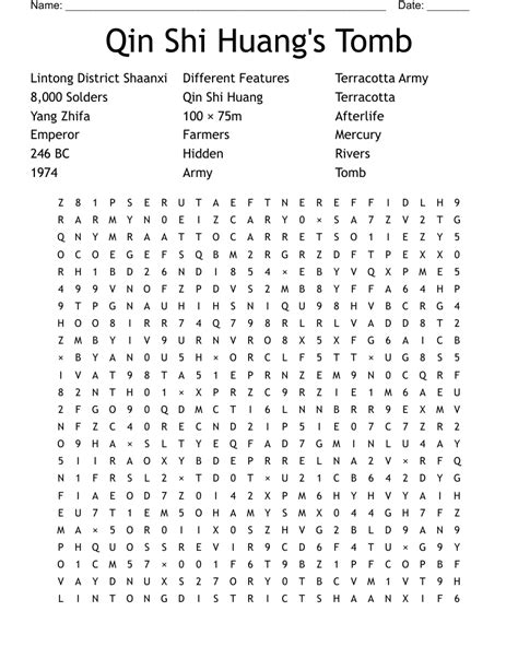 Qin Shi Huang's Tomb Worksheet - WordMint