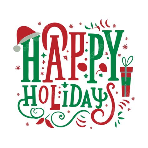 Happy Holidays Hand Drawn Lettering Vector Transparent Background Image ...
