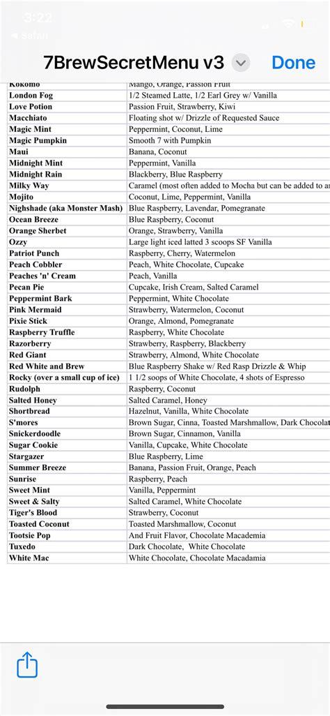 secret menu pdf : r/7Brew