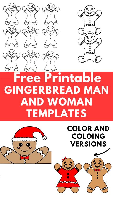 Free Printable Gingerbread Man and Woman Template