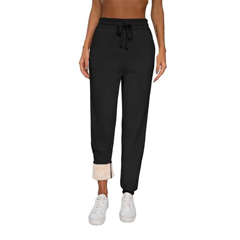 REORIA Drawstring Fleece Joggers for Women Casual Sherpa Lined ...