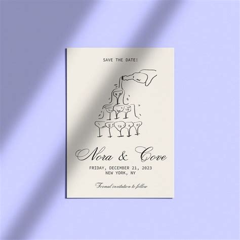 Digital Wedding Save the Date Template, Champagne Tower, Gatsby style ...