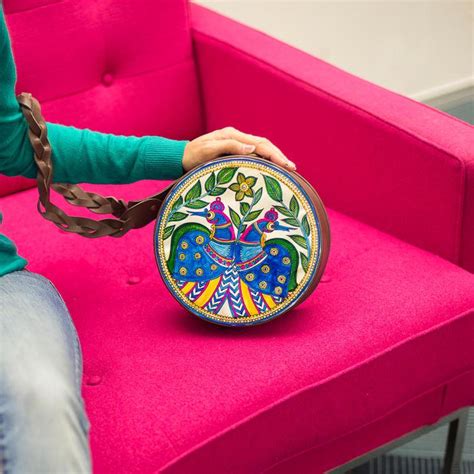 Buy Lotus Bliss & Mirror Peacock Occasion Round Bag Online On Zwende