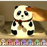 MoonlitDreams Panda Night Lamp, Panda Touch Silicone Lamp, 7 Colour ...