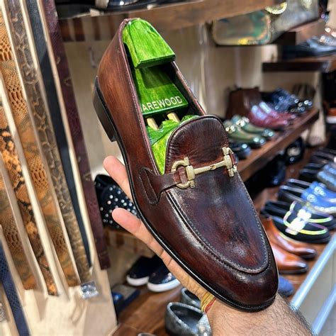 Dark Brown Patina Moccasins with Gold Buckle – Warewood Shoemakers