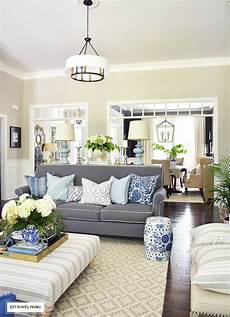 Blue Gray White Living Room by Summer Home Tour With Beautiful Blues And Fresh Greenery Blue Gray White Living Room