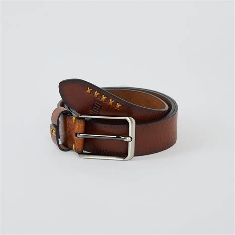 Textured Genuine Leather Belt - Tan Brown – Espanshe