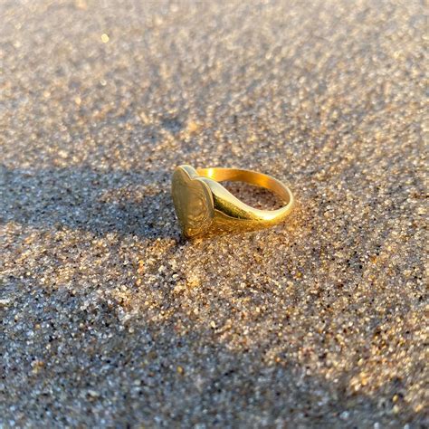 Buy Dear Chocolate Women Chunky Ring, Heart Signet Ring, Gold PVD ...