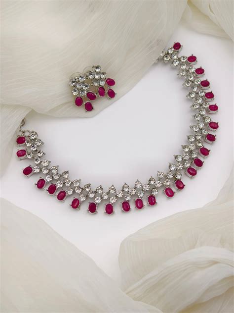 Rani Pink & White Stone Necklace – Shinysaga