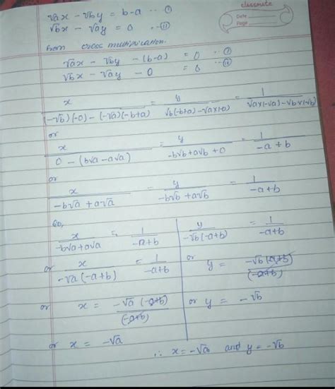 If root ax - root by= b-a and root bx- root ay = a-b then the value of ...