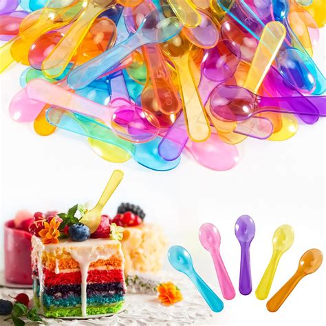 Mini Spoons - 100PCS Tasting Spoons Plastic Disposable Cutlery Small ...