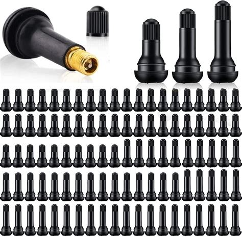 Amazon.com: 100 Pieces Tire Valve Stems Rubber Black Rubber Snap-in ...