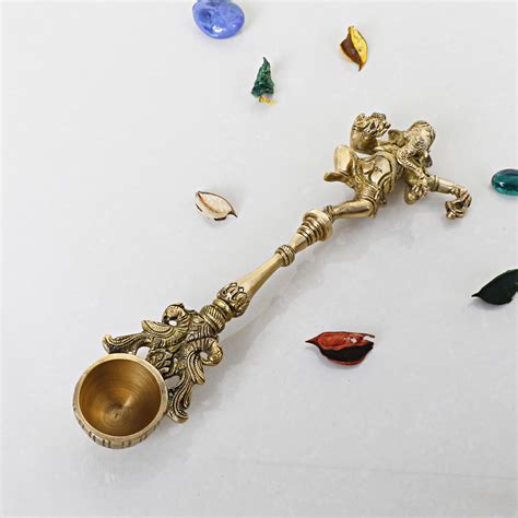 Buy ARTVARKO Ganesha Dancing Ganesh Big Havan Spoon for Ghee Long Brass ...
