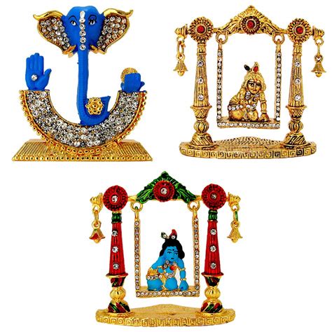 Buy LE Lord Ganesha Face (Blue), Lord Krishna (Laddu Gopal) on Swing ...