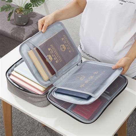 加厚证件收纳包盒家用家庭多层大容量多功能箱文件护照整理袋卡包-萌啦货源