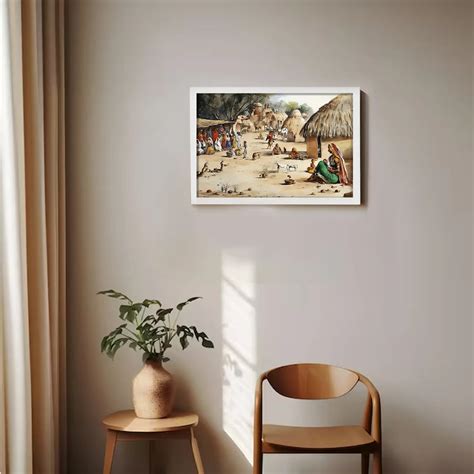 Rajasthani Culture Village Scene Artwork Framed – Ritwikas