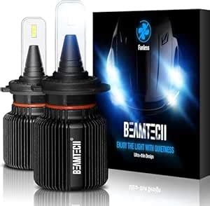 BEAMTECH H7 LED Headlight Bulb,Fanless CSP Y19 Chips 8000 Lumens 6500K ...