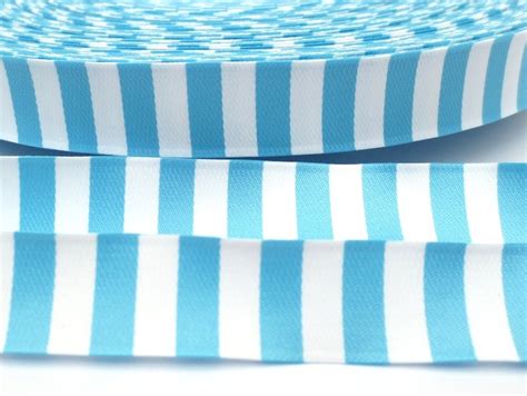 Webband Ringel - hellblau - weiß - beidseitig nutzbar