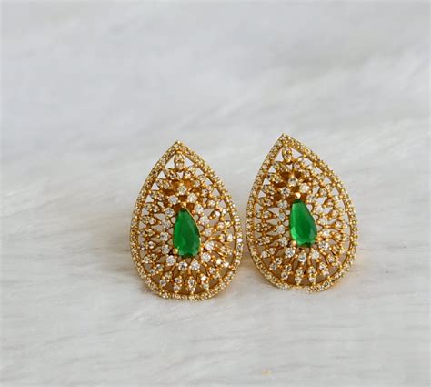 Matte finish cz green thilak earrings dj-47077 – dreamjwell