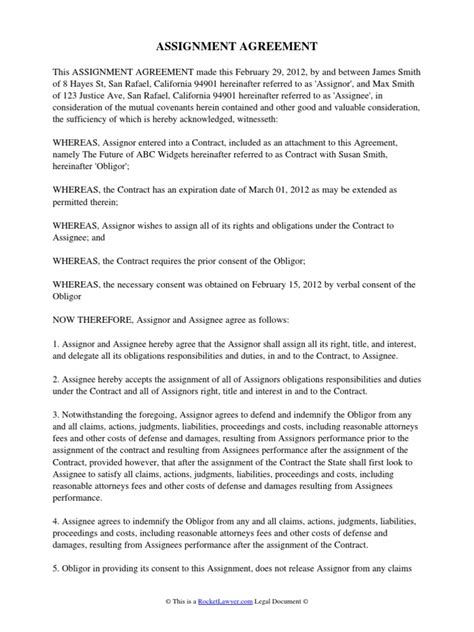 Image result for Assignment of Contract Example