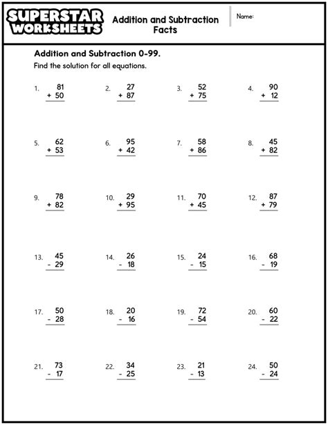 Image result for Math Addition and Subtraction Worksheets PDF