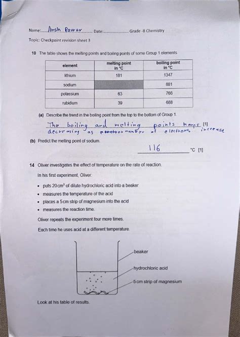 Chemistry 101: Checkpoint Revision Sheet 3 - Group 1 Elements ...